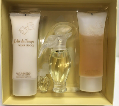 NEW L'AIR DU TEMPS NINA RICCI 4 PC SET 1.7 OZ EDT+0.2 OZ EDT+BL& SG 3.3 OZ NIB