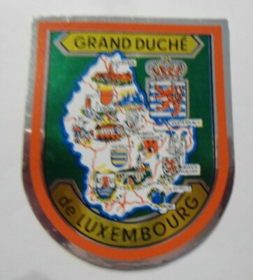 Souvenir-Aufkleber Grand Duche de Luxembourg Landkarte Städte 80er Oldtimer