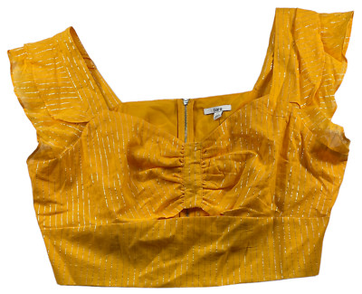 Bar III Blouse Womens Plus size 3X Orange Flutter Sleeve Cropped Cutout  New