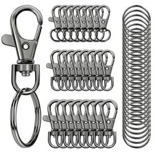 100PCS Swivel Snap Hooks with Key Rings Premium Metal Swivel Lobster Claw Cla...