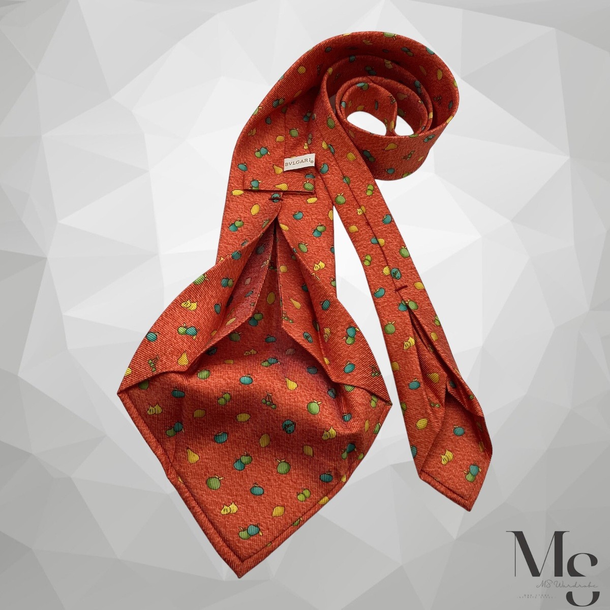 BVLGARI 7Fold By Davide Pizzigoni Orange Fruit Print Silk