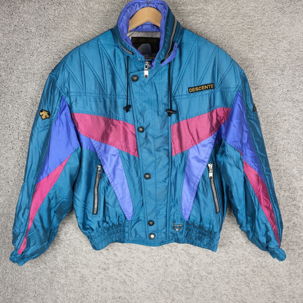 DESCENTE VINTAGE MEN'S SKI JACKET 80' BLUE SINGAPORE BOMBER DESCENTE VINTAGE MEN'S SKI JACKET 80' BLUE SINGAPORE BOMBER