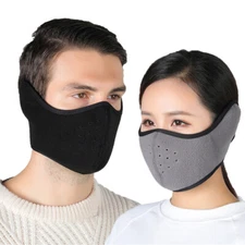 Winter Face Mask Fleece Neck Gaiter Unisex Breathable Neck Warmer with Earmuffs