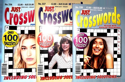 3 Kreuzworträtsel-Bücher – Just Crosswords Mit 300 Puzzles, Brandneu, Auf Englisch