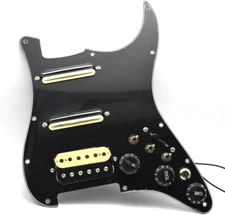 Humbucker Loaded Pickguard for Fender Strat Right Hand Black SSH Wiring