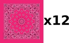 100 Cotton Made in USA Bandanna Hot Pink DOZEN Paisley 22" x 22" Hav-A-Hank