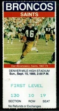1985 JOHN ELWAY 4 TD #28-#31 VANCE JOHNSON HOME DEBUT FOOTBALL TICKET BRONCOS