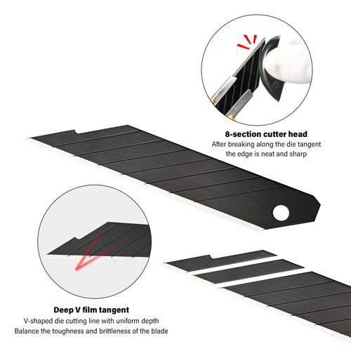 18MM Snap Off Blades Black Carbon Steel Blade Replacement Blade fo Utility Knife - Picture 3 of 9