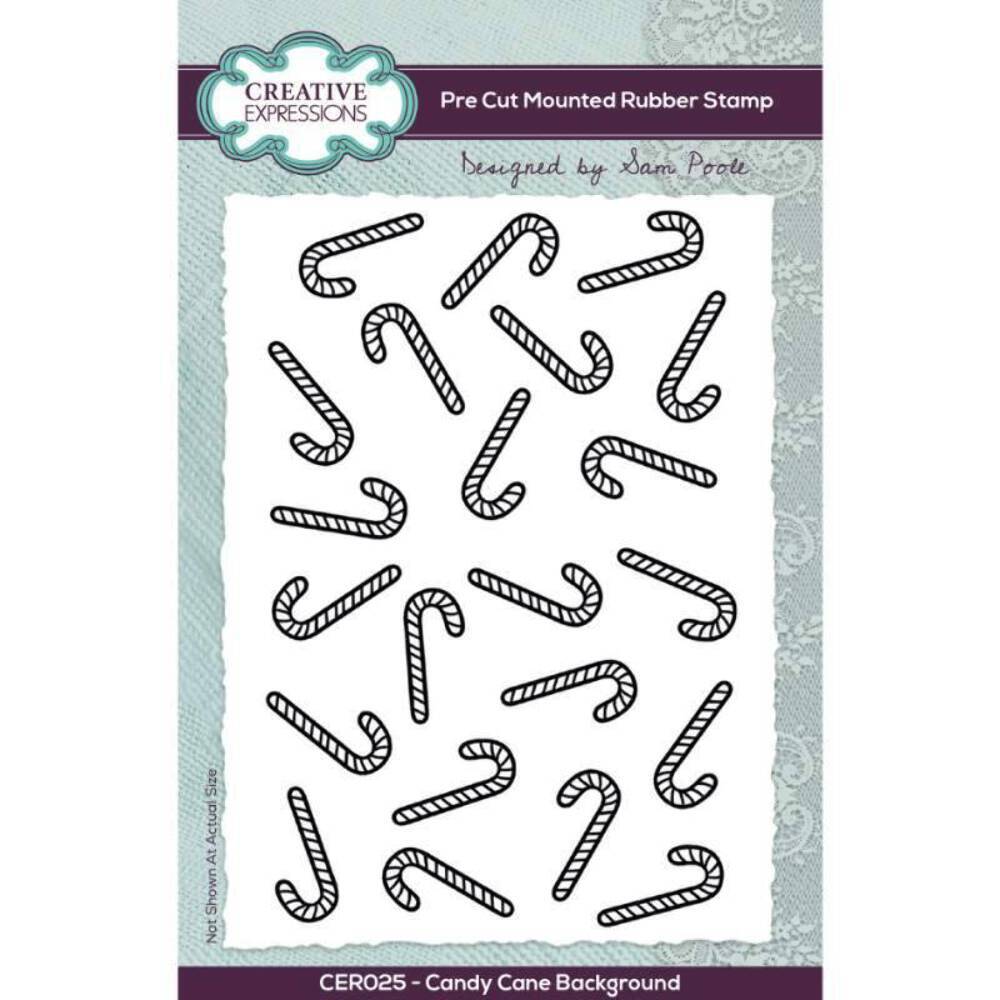 Candy Cane Background 6 in x 4 in Pre Cut Rubber Stamp by Sam Poole