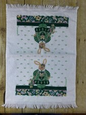 Vintage 100 Cotton Printed Bunny Hand Towel Dish Towel 16 W 23 L Made In USA