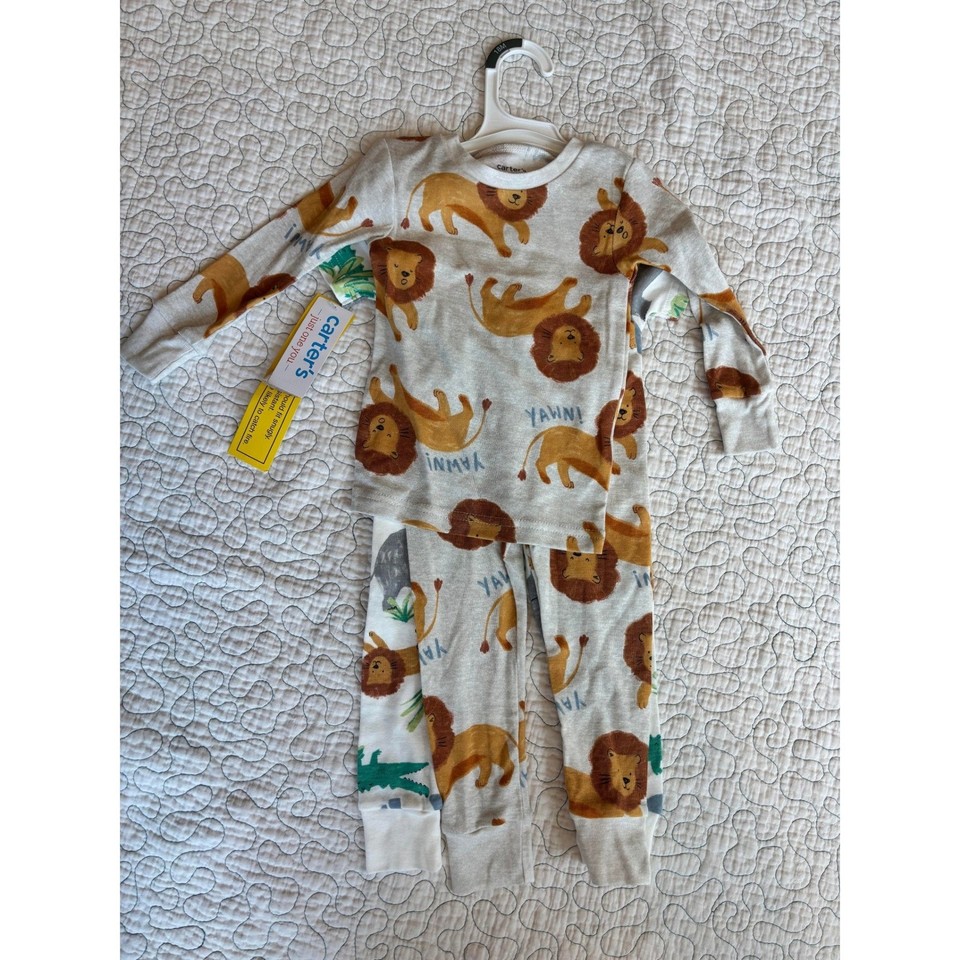 Carters Just One You Kids 18M 4pc Pajama Set Safari Lion Grey White ...