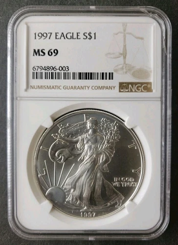 1997 $1 American Silver Eagle Dollar NGC MS69