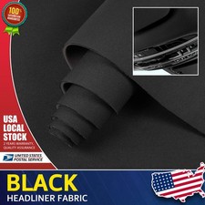 Black Flat Knit Headliner Fabric Foam Backed Car Roof Liner Upholstery 118"x60"