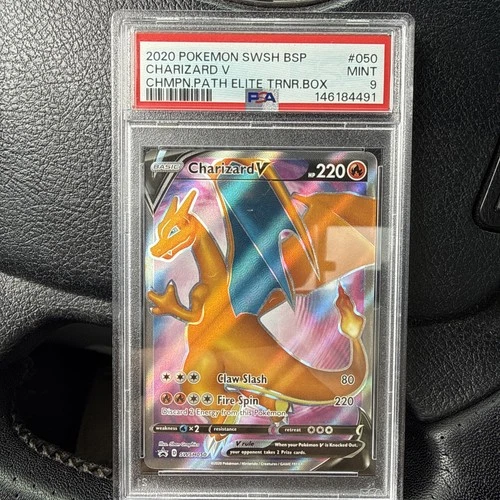 2020 Pokémon Sword & Shield Champions Path CHARIZARD Promo #050 Full Art - PSA 9