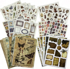 Scrapbook Supplies Kit, 24 Sheets 500 Scrapbook Craft Paper Vintage Stickers