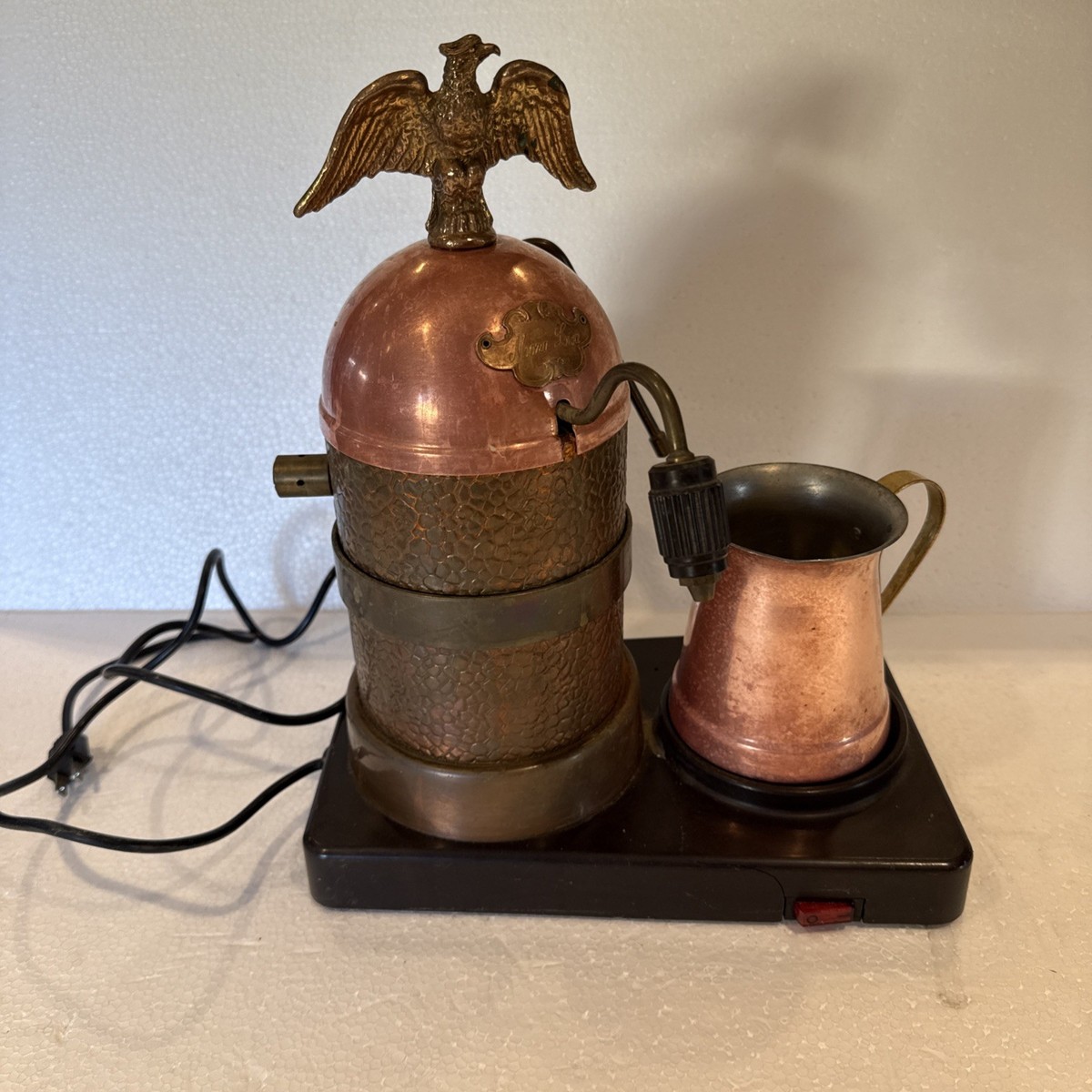 VINTAGE ITALIAN VESUBIO MONA LISA COPPER ESPRESSO CAPPUCCINO MAKER