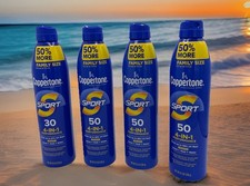Lot Of 4 Coppertone Sport 4-in-1 Performance SPF 50 Sunscreen Spray 8.3 Oz. Ea.