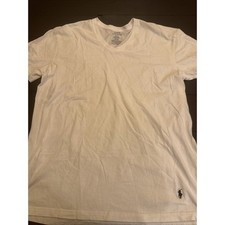 Polo Ralph Lauren Mens Classic Fit V Neck T Shirt White L G G Cotton