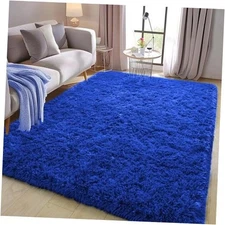 Soft Shag Rugs for Bedroom, 4x6 Royal Blue Fluffy Shaggy Rugs for Living Room 