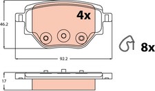 BREMSBELAGSATZ FÜR PEUGEOT 208 II (UB , UP , UW , UJ ) - TRW GDB2622
