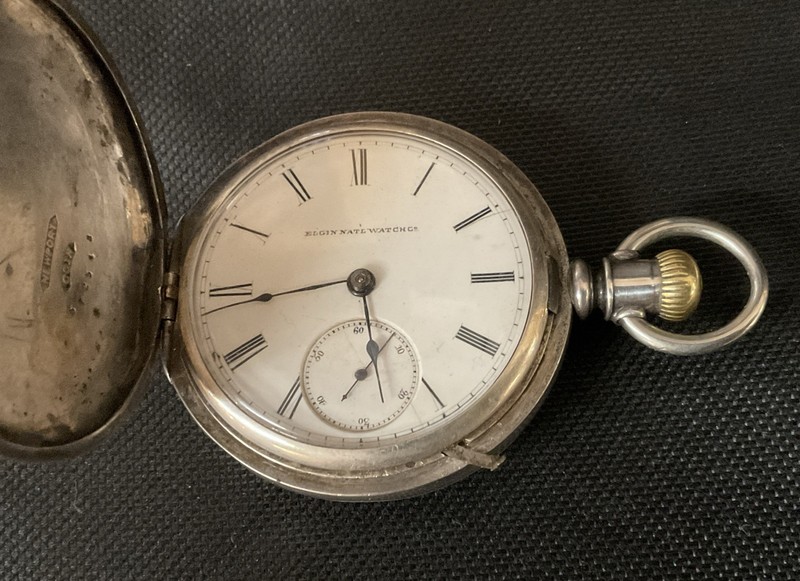 1886 Elgin Grade 10 Model 3 Coin Silver Lever Hunter  18S Pocket Watch Runs