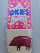 2 Vtg Oilies Stickers Pig Oil Color Change Liquid Crystal 