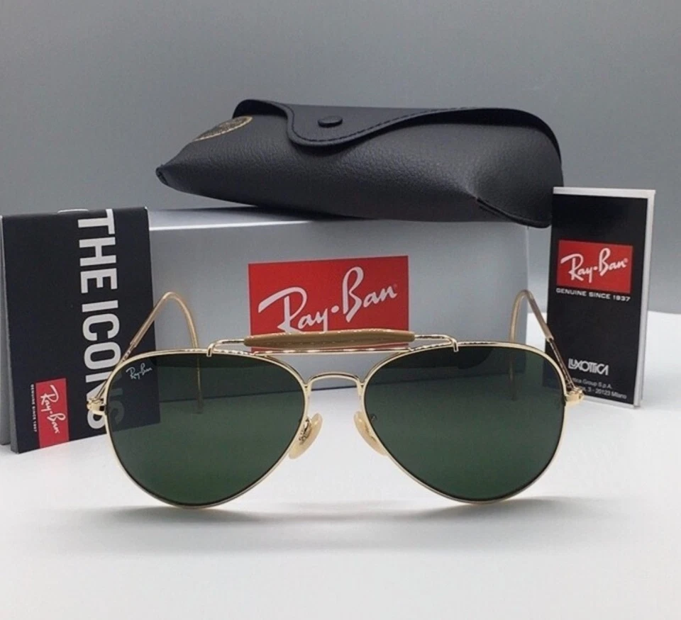 NEW Ray-Ban Outdoorsman Gold Frame Green Classic G-15 RB3030 58mm ADJUSTABLE - Image 3 of 4