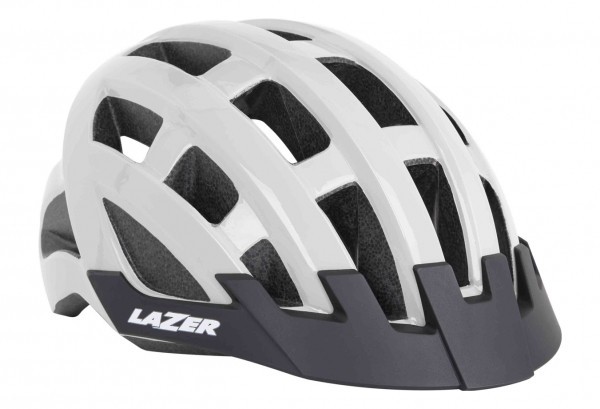 Casque VTT Lazer Compact DLX blanc mat réglable pour tour de tête unique de 54 à 61 cm