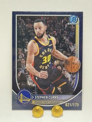 2025 Bowman Chrome Stephen Curry Navy Refractor #021/175 Warriors BCV-115