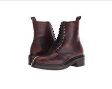 Frye Alice Combat Boot in Wine Size 10 women, (40EU) leather NIB