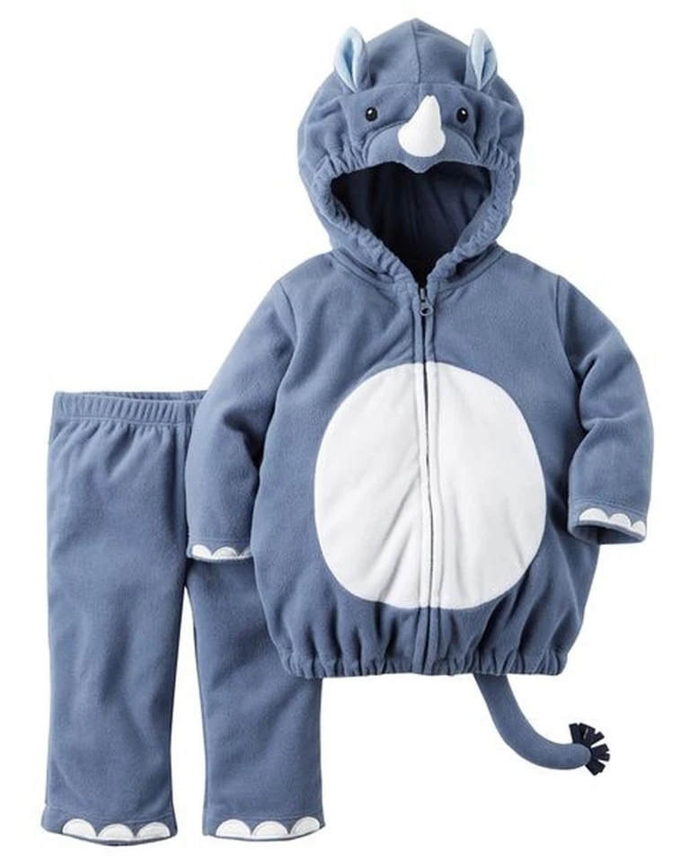 NEW Carter's Halloween Rhino Animal Plush Costume 18m Boys Girls Set Soft Fleece - Image 2 of 3