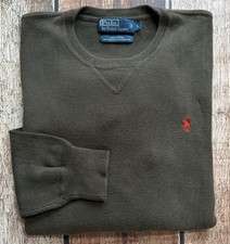 VINTAGE POLO RALPH LAUREN CREWNECK SWEATER GREEN ORANGE PONY MENS LARGE EUC
