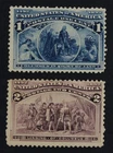 CKStamps: US Stamps Collection Scott#230 231 1c 2c Columbian Mint H OG Gum Dist