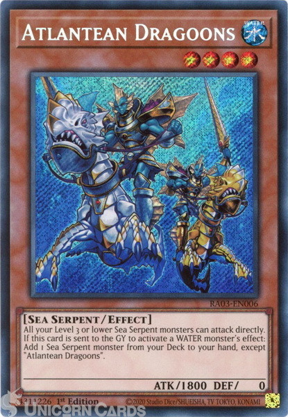 RA03-EN006 Atlantean Dragoons : Secret Rare 1st Edition YuGiOh Card