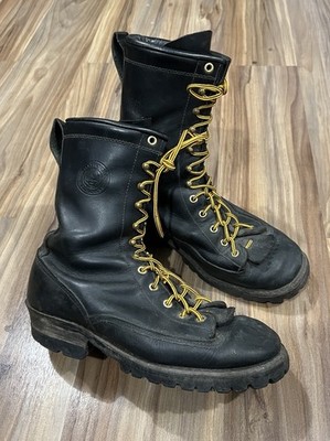 White's Hawthorne Explorer Size 9.5 EE Vibram Black Leather Logger Work Boots