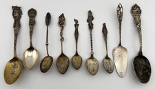 Souvenir Spoons Lot of 9 Vintage Sterling Silver Yellow Stone New York NV 89.5g