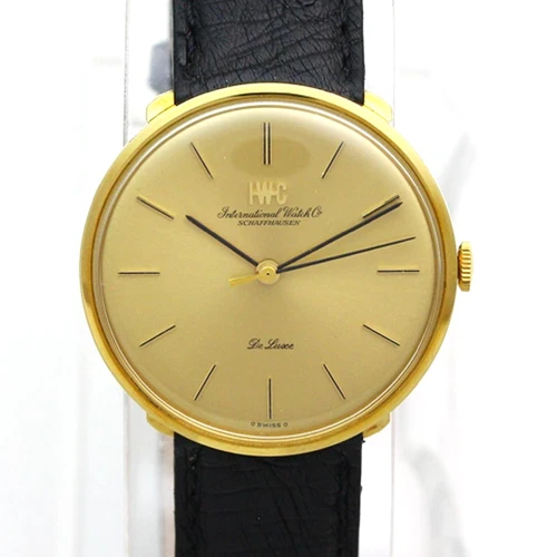 IWC Schaffhausen Deluxe ref 2401 18K Yellow Gold 34mm Wristwatch ca. 1971