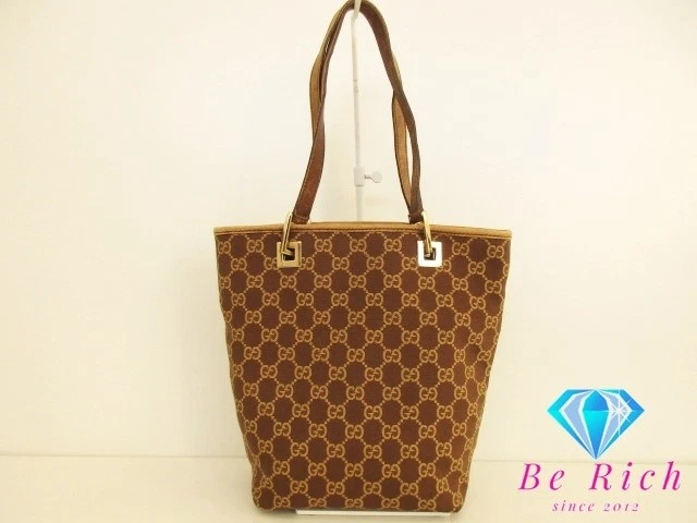 Gucci sac à main fourre tout Gg toile cuir marron logo Bk8569