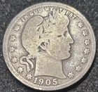 1905-O Barber Silver Quarter. Better Date only 1,230,000 ever Minted. Melt $14+