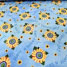 Gourmet To Go Cotton Fabric Blue Sunflowers P & B Textiles By The Yard 