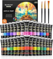 Shuttle Art 30 Colors Acrylic Paint Set, 36ml Tubes 33 Piece 30 colors 