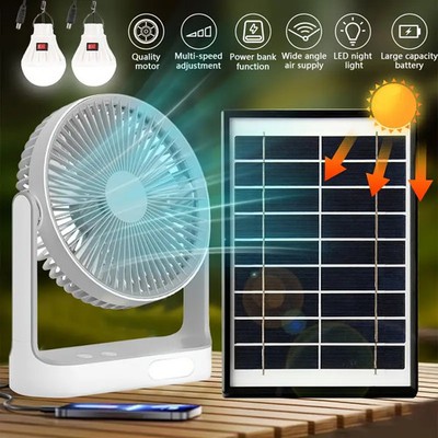 Solar Camping Fans with Portable Solar Panel Rechargeable Tent