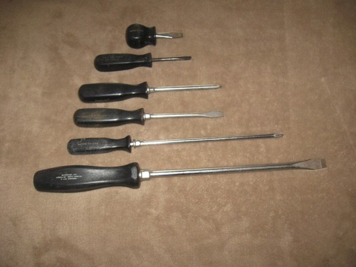 6 Piece Snap-On Tools Black Handle Screwdriver Lot