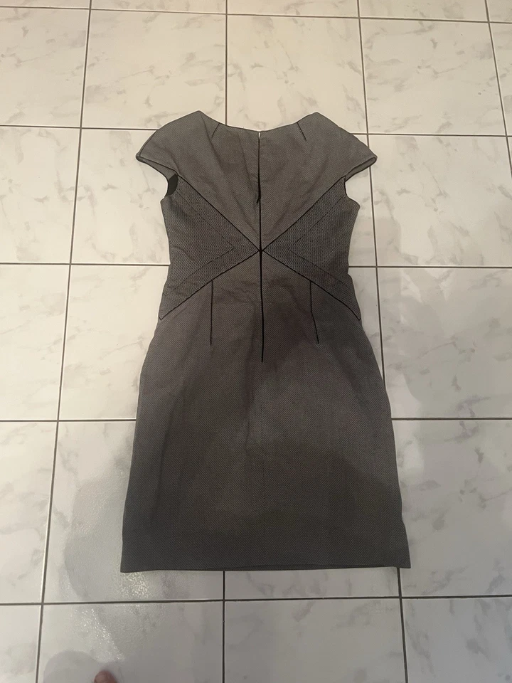 VESTIDO MUJER ZAC POSEN GRIS ALGODÓN TEJIDO MANGA GORRA FUNDA AJUSTADA ELÁSTICA 12 Foto 3 de 4