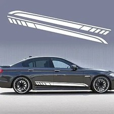 Sports Racing Strip Stickers for Car Body Door Side Stripe Graphic Vinyl White