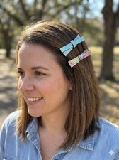 2PCS faux leather soft bow hair clips young girl Hair ornaments Women and Girls