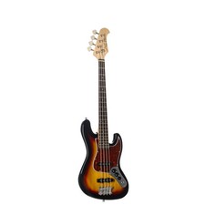 J&D JB Mini Sunburst, 4-Saiter E-Bass, 29" Mensur, Zwei Single-Coil Pickups