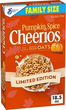 (Free Duty Tax) Pumpkin Spice Cheerios Gluten Free Breakfast Cereal, Whole G