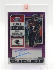 BIJAN ROBINSON 2023 CONTENDERS OPTIC ROOKIE V PURPLE PULSAR RC AUTO /21 Q6198