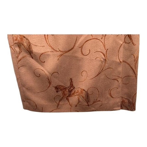 Gonna Talbots donna Petite 4 marrone marrone chiaro stampa cavallo equitazione foderata spacco midi - Foto 4 di 13